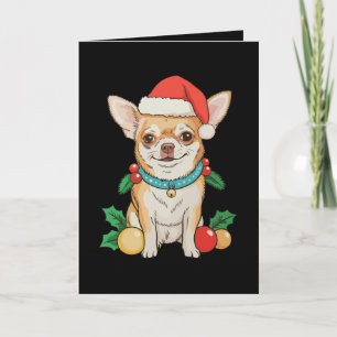 Cartão Enfeites de Natal de Cachorro Chihuahua com Chapéu