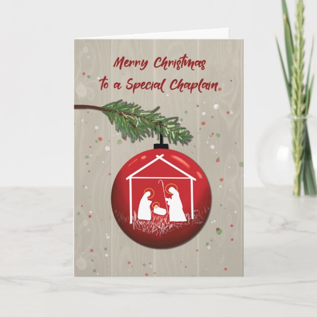Cartão Enfeites de natal de Chaplain com Manger (Frente)