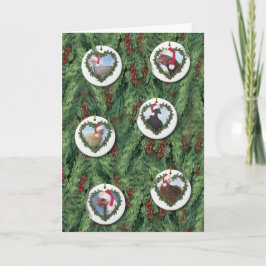 Cartão Enfeites de Natal de Galinha na Árvore