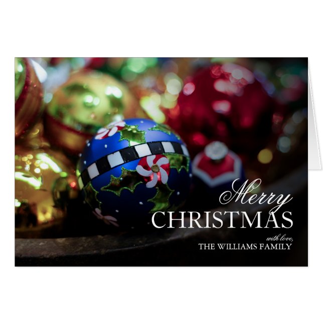 Cartão Enfeites de natal decorativos fechados (Frente Horizontal)