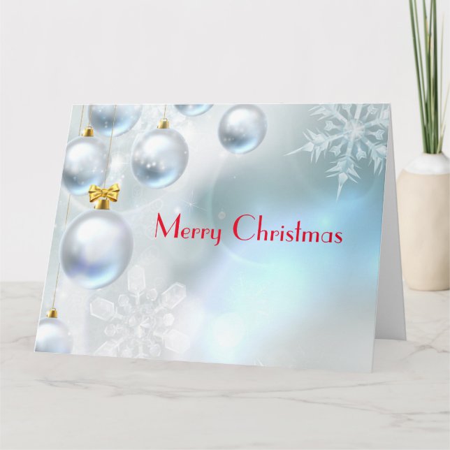 Cartão enfeites de natal e flocos de neve (Frente)