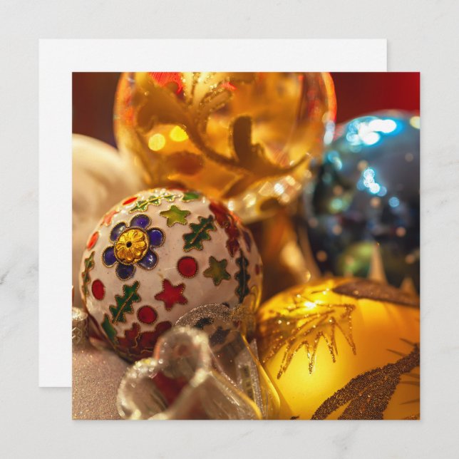 Cartão Enfeites de natal festivos (Frente/Verso)