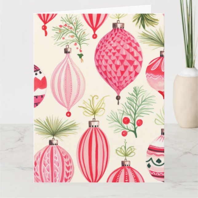 Cartão Enfeites de natal Retrorreflectores Vermelhos Rosa (Frente)