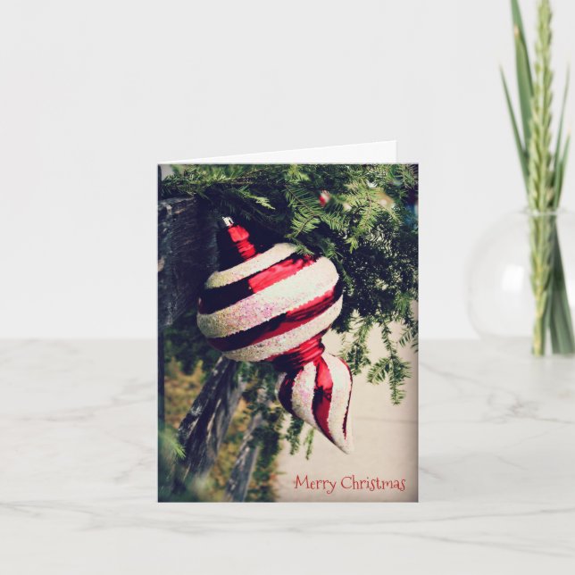 Cartão Enfeites de natal russo e verde na cerca (Frente)