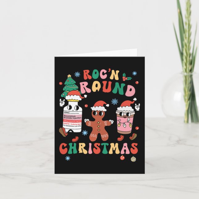 Cartão Enfermeira de Natal Enfermando Roc'n no Natal (Frente)