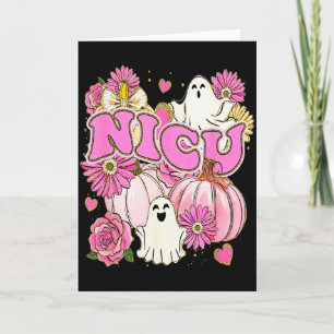 Cartão Enfermeira de UTI Neonatal Halloween Rosa Floral A