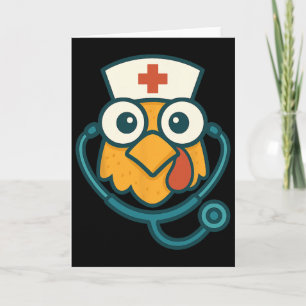 Cartão Enfermeira Engraçada Frango Médico Humor Dia de Aç