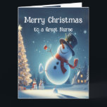 Cartão Enfermeira Feliz Snowman Chocolate Quente Natal<br><div class="desc">Feliz Feliz Natal de Chocolate Quente para sua enfermeira. Excelente a ser adicionado com uma xícara de cacau quente</div>