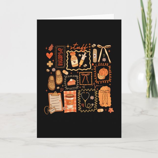 Cartão Enfermeira Grata Stethoscope Coquette Laço Outono  (Frente)