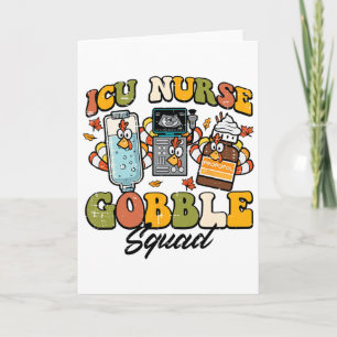 Cartão Enfermeira Icu de Ação de Graças Gobble Scrub Top