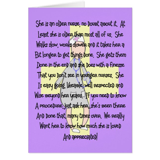 Cartão Enfermeira mais idosa & reservada---Presentes da (Frente)