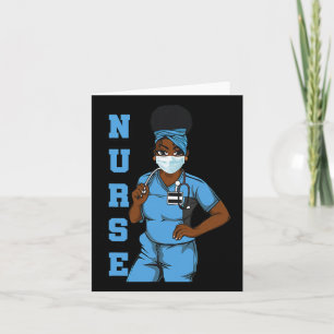 Cartão Enfermeira Negra Máscara Uniforme Afro-Africana