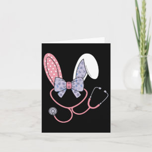 Cartão Enfermeira páscoa Arco Coquette Stethoscope Bunny 