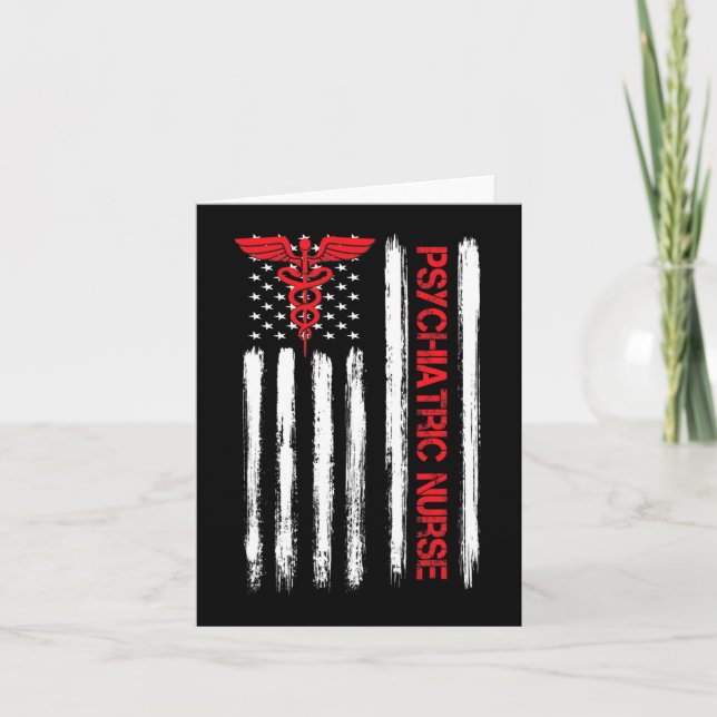 Cartão Enfermeira Psiquiátrica Flag American RN Mental He (Frente)
