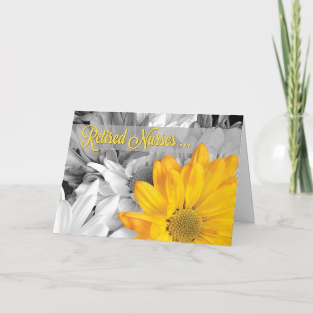 Cartão Enfermeiras aposentadas Ouro Gerbera Daisy em pret (Frente)