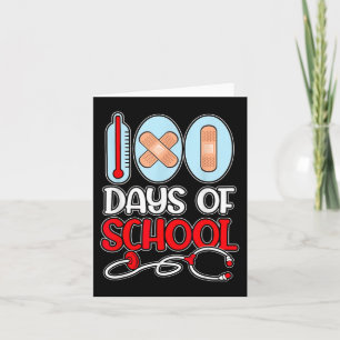 Cartão Enfermeiro escolar 100 dias de estetoscópio de amo