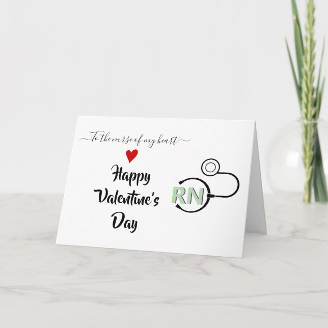 Cartão Enfermeiro estetoscópio Dia de os namorados verde  (Frente)
