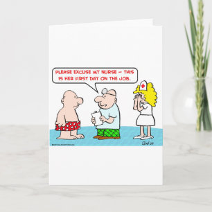 Cartão enfermeiro no primeiro dia de trabalho