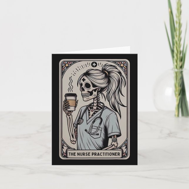 Cartão Enfermeiro profissional Tarot Card Skeleton Hallow (Frente)