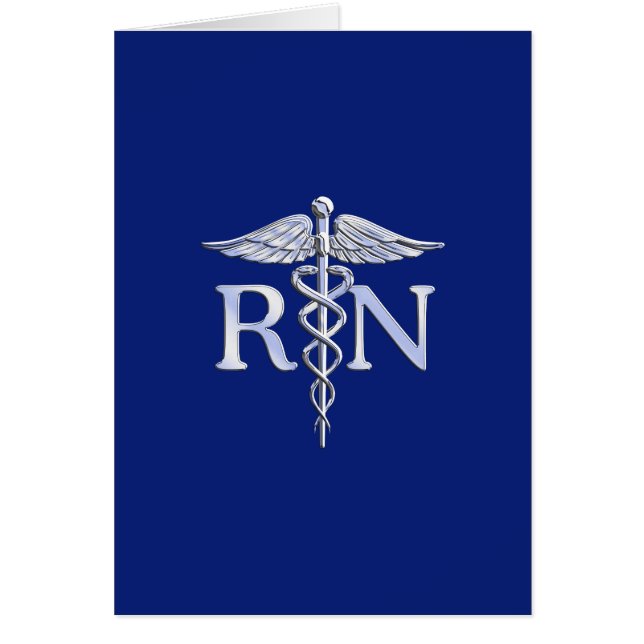 Cartão Enfermeiro Registrado RN Caduceus em Azul Marinho (Frente)
