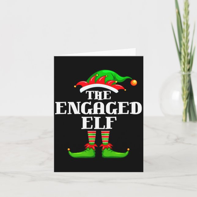 Cartão Engaged Elf Matching Family Group Christmas Party  (Frente)