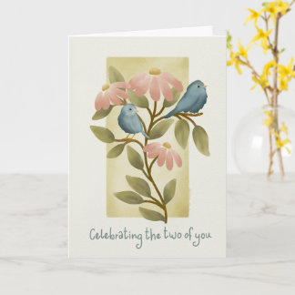 Cartão Engagement Congratulations Watercolor Blue Birds a