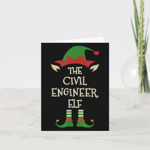 Cartão Engenheiro Civil Elf Engraçado Combinação de Natal
