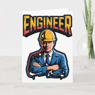 Cartão Engenheiro em Letras Gregas Humor Nerd Stem