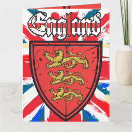 Cartão England Three Lions Wooden Shield