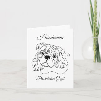 Cartão Englische Bulldogge Personalisierte One-Line Art