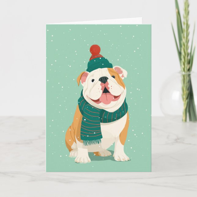 Cartão English Bulldog Holiday Greeting (Frente)