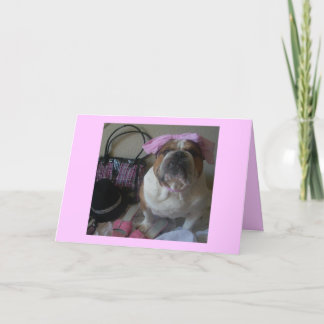 Cartão English Bulldog in Pink Birthday card