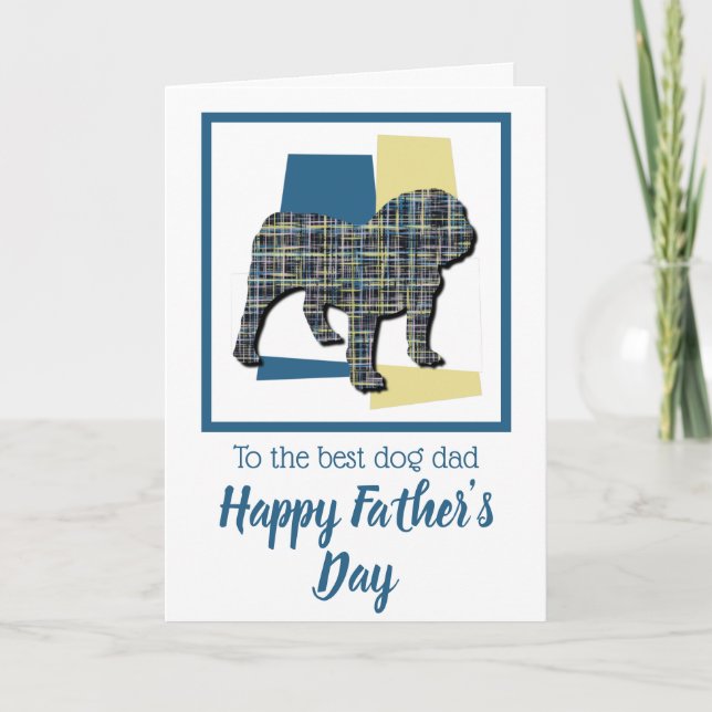 Cartão English Bulldog TriColor Dia dos Pais (Frente)