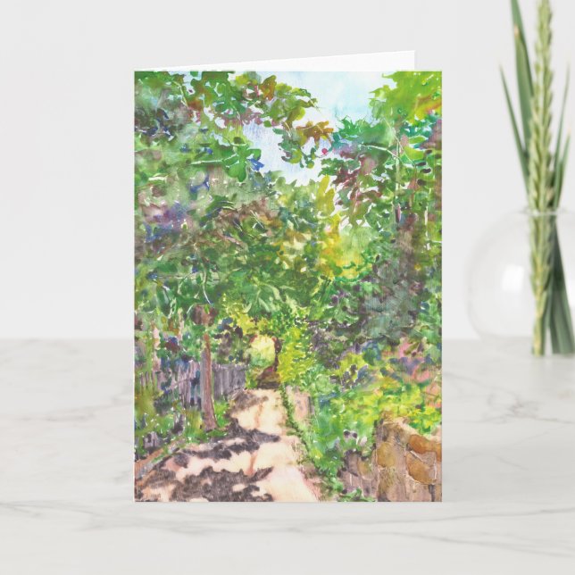 Cartão English Country Lane Watercolor Greeting Card (Frente)