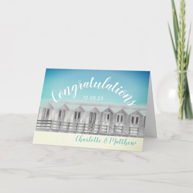 Cartão English seaside wedding congratulations card (Frente)