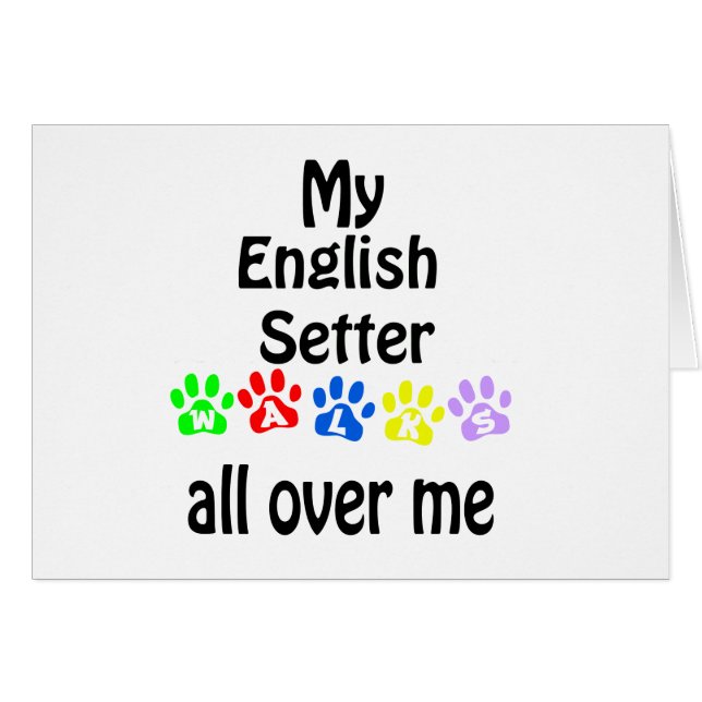 Cartão English Setter Walks Design (Frente Horizontal)