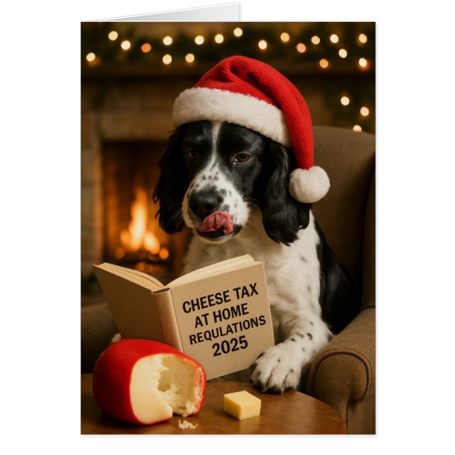 Cartão English Springer spaniel Cheese Tax Christmas card (Frente)
