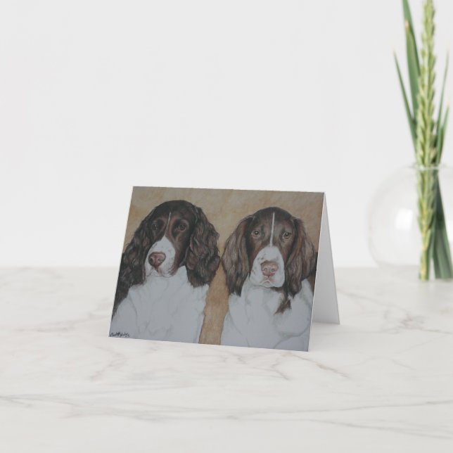 Cartão English Springer Spaniel Dog Art Notecard (Frente)
