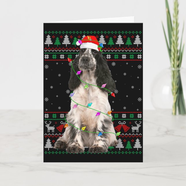 Cartão English Springer Spaniel Dog Christmas Ugly Sweate (Frente)