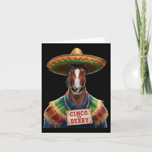 Cartão Engraçada Corrida de Cavalo Cinco De Der1 (Frente)