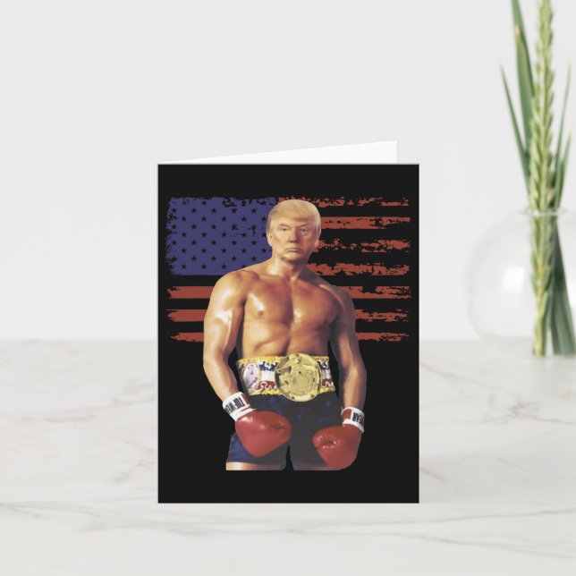 Cartão Engraçada Trump Rocky Boxer Memer Boxer USA Flag P (Frente)