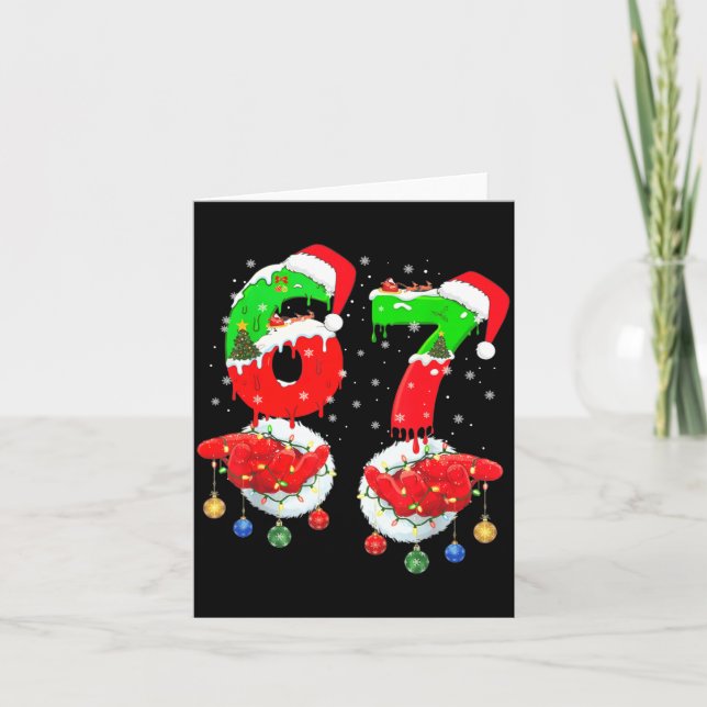 Cartão Engraçado 6 7 Meme 67 Geração Alpha 6 7 Mãos Famíl (Frente)