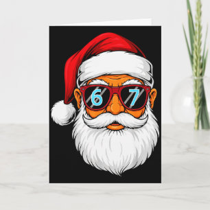 Cartão Engraçado 6 7 Seis Sete Meme Rosto do Papai Noel N