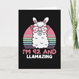 Cartão Engraçado Adorável Llama 92º Presente De Aniversár