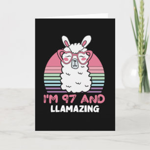 Cartão Engraçado Adorável Llama 97º Presente De Aniversár