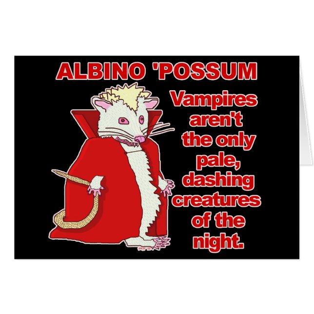Cartão Engraçado Albino Possum Vampire Animal (Frente Horizontal)