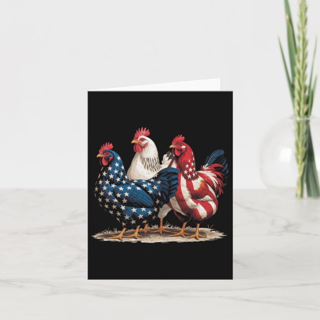 Cartão Engraçado American Flag Rooster Independence Day 4 (Frente)