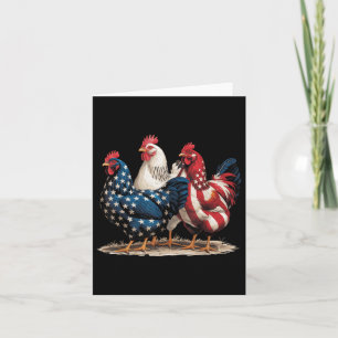 Cartão Engraçado American Flag Rooster Independence Day 4