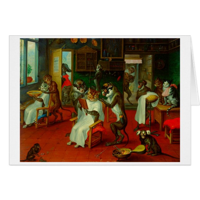 Cartão Engraçado Barber Compra Salão Gatos Macacos Apos (Frente Horizontal)