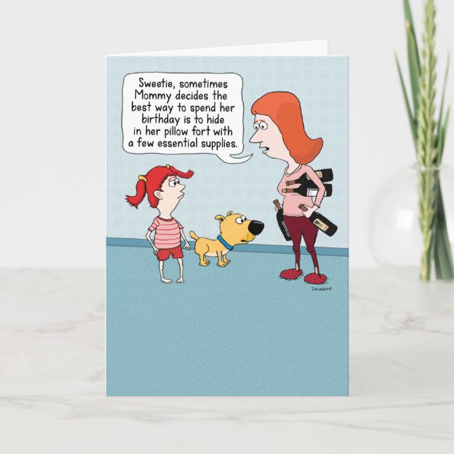 Cartão Engraçado Bebendo da mãe no aniversário dela (Frente)